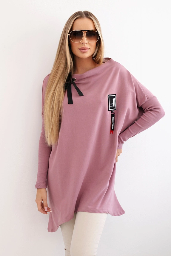 Bluza oversize z asymetrycznymi bokami  ciemno różowa