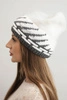 Women's winter wool hat with zirconia and pattern K455 mocha