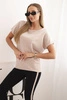 Damen-Set aus Baumwolle mit Bluse und Leggings mit Streifen beige