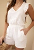 Women's muslin jumpsuit with ruffles ecru