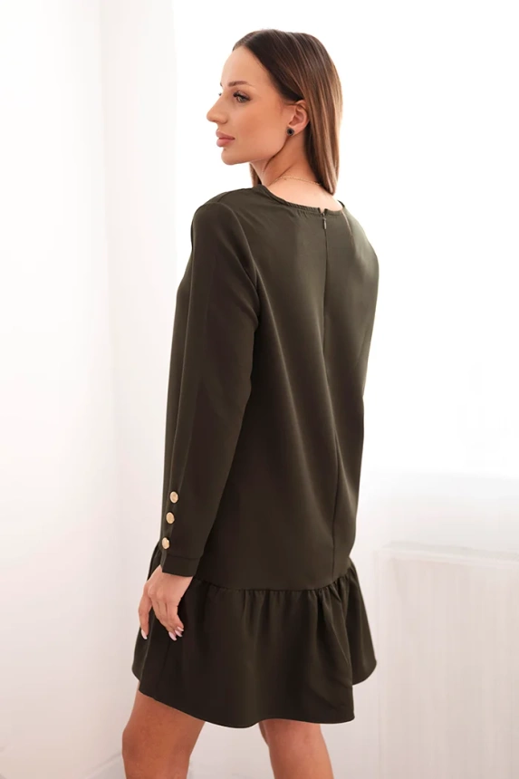 Dress with a flounce khaki