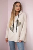 Oversized viscose sweatshirt Love beige