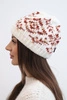 Women's winter hat with colorful patterns and thick ribbing K353 white+red