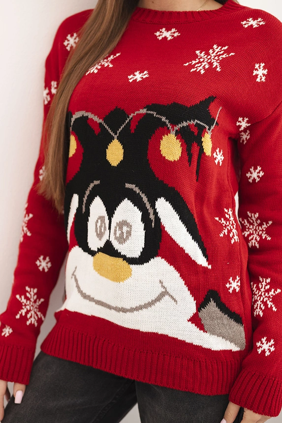 Christmas sweater with reindeer red