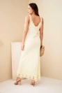 Women's cotton maxi dress with lace yellow