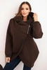 Damenpullover mit Kapuze und asymmetrischem Reißverschluss braun