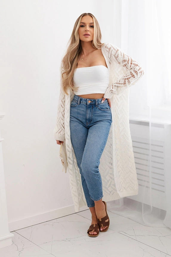 Sweater long cardigan Super KID Mohair Off-white