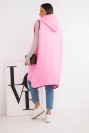 Plus Size women's quilted vest with a hood fastened with a zipper candy pink