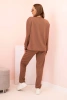 Women's set butter hoodie and pants with elastic camel