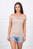 Spanische Bluse mit Rüschen beige