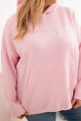 Damenpullover Plus Size mit Kapuze und Druck zuckerrosa