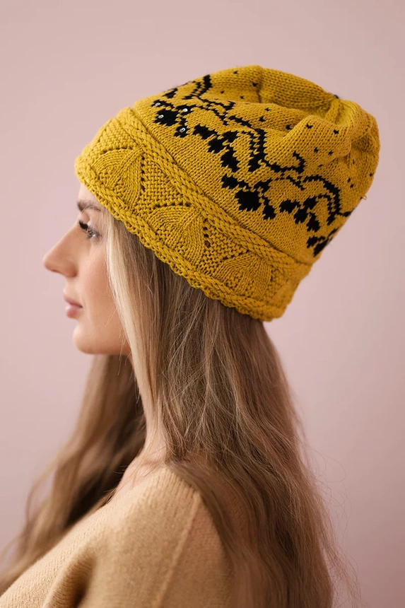 Women's cap Kira K374 mustard+black