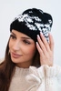 Women's wool winter hat with decorative crystals K399 black