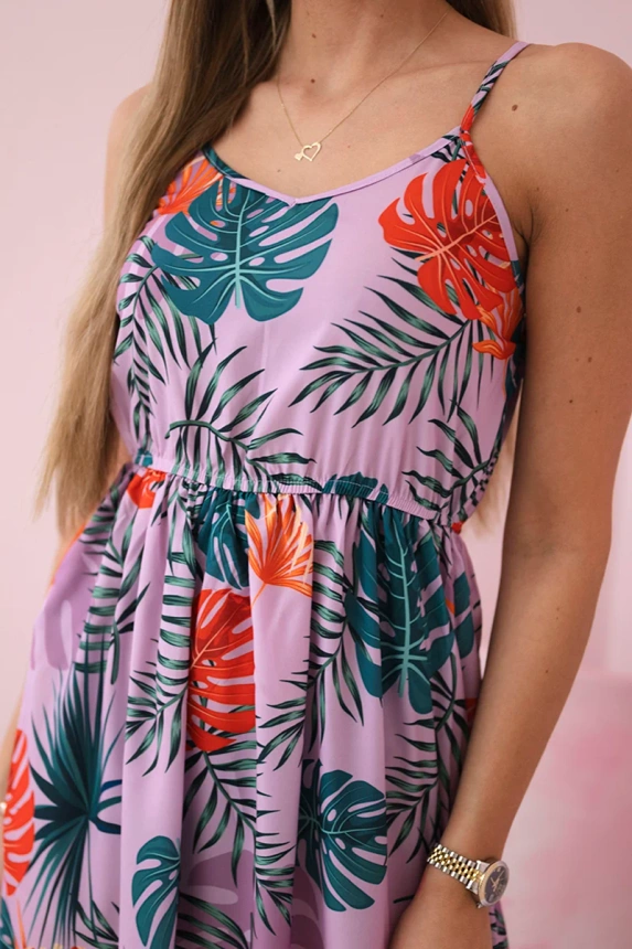 Blattmotiv-Kleid lila