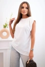 Elegant women's blouse with ruffles and asymmetrical cut ecru