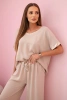 Viscose set with golden trim dark beige