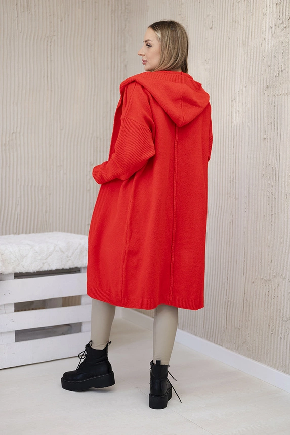 Strickjacke mit Kapuze rot