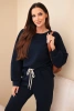 Viskose-Set Sweatshirt + Hose marineblau