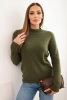 Damenpullover mit Stehkragen aus weichem Strick khaki