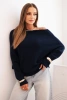 Damenpullover aus Viskose asymmetrisch im Batwing-Stil blau