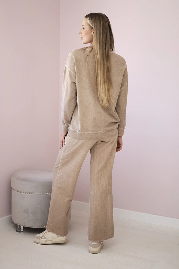 Cotton set Angel sweatshirt + pants camel