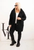 Damenmantel Plus Size mit Kapuze und Taschen schwarz