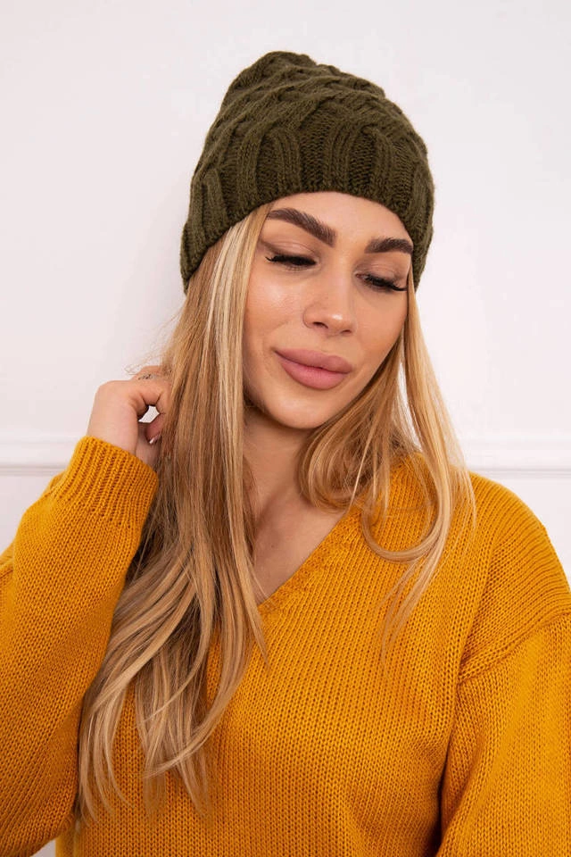 Čapica s fleece Agnieszka K239 khaki