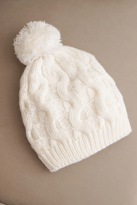 Women's winter wool hat with zirconia and pattern K455 mocha