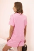 Women's punto set with short sleeves and shorts light pink