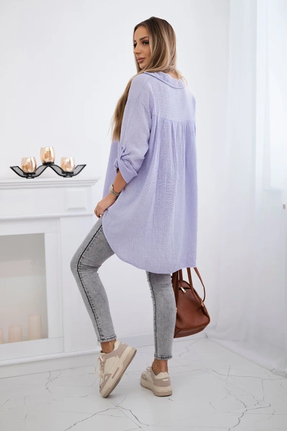 Cotton muslin shirt light purple