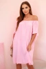 Damenkleid aus Viskose mit Bindebändern an den Ärmeln, Bonbonrosa