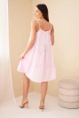Women's cotton spaghetti-strap dress with ruffles candy pink