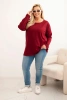 Bluzka damska Plus Size bawełniana z okrągłym dekoltem bordowa