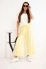 Women's viscose set with a striped blouse and wide pants with elastic yellow