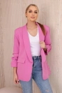 Švarkas su atvartais elegantiškas tamsiai rožinė