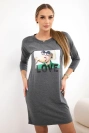Kleid mit Love-Print in Graphit