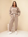 Damenensemble aus Cord mit Sweatshirt und Jogginghosen Fango braun