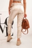 Double-layer trousers with velor beige