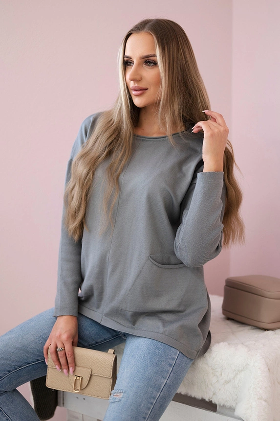 Pullover mit Vordertaschen grau
