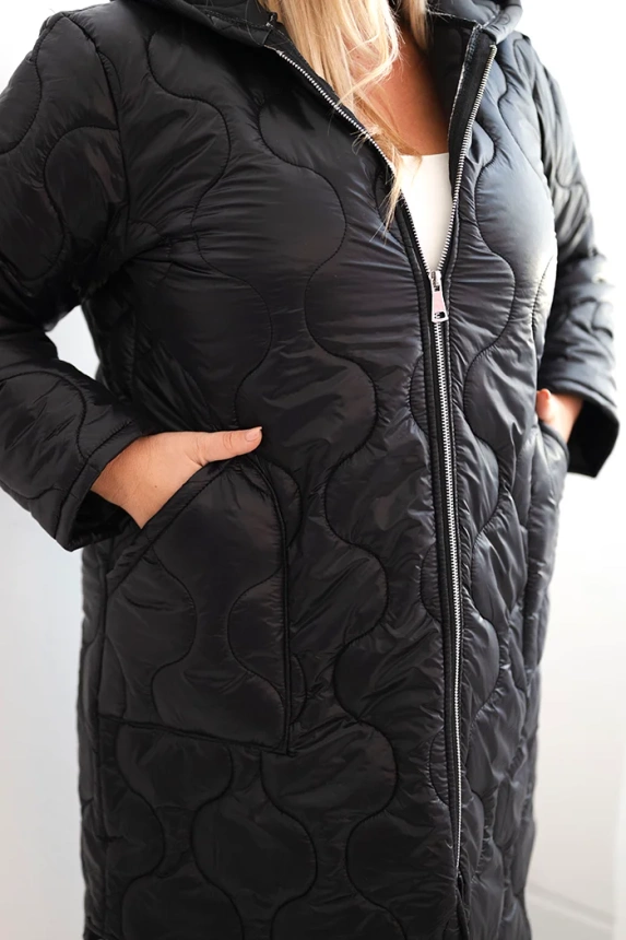 Dámska zimná bunda Plus Size prešívaná s kapucňou červená