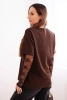 Women's cotton blouse with lace sleeves brown