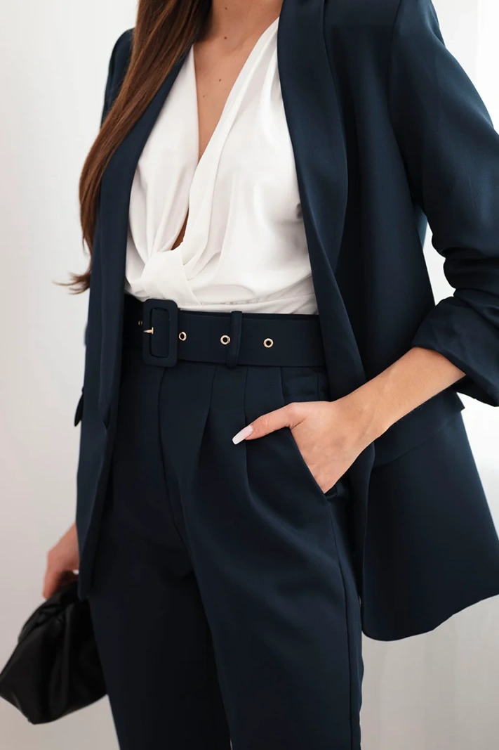 Elegant set of jackets and trousers navy blue