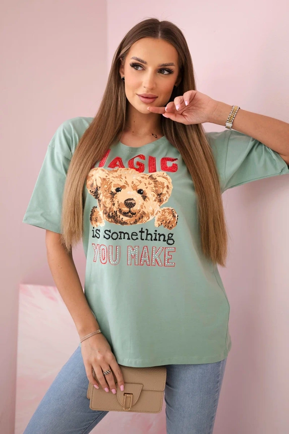 Blouse with a print Magic dark mint