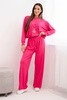Women's set viscose sweatshirt with pendant and wide trousers fuchsia