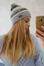 Kepurė su vilna Patrycja K254 geltona+mėlyna