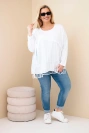 Plus Size women's cotton blouse with fringes white