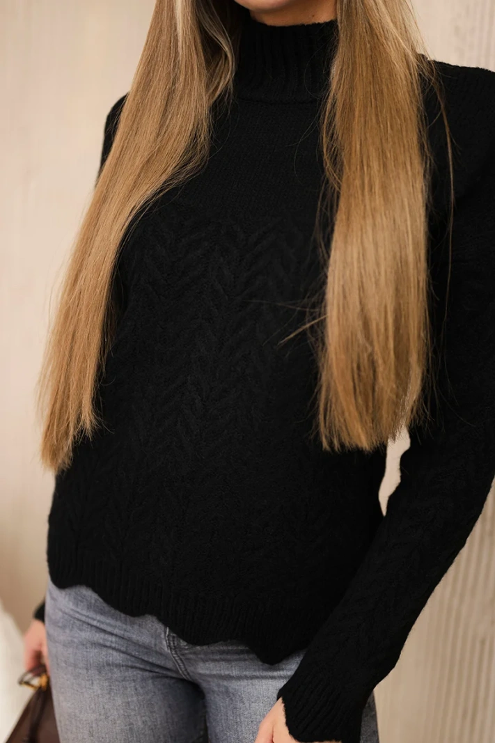 Sweater with decorative frill black