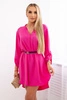 Dress with longer back and belt pink