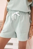 Women's punto set with short sleeves and shorts dark mint