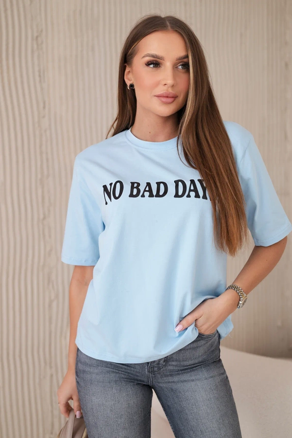 Cotton blouse No Bad Days blue